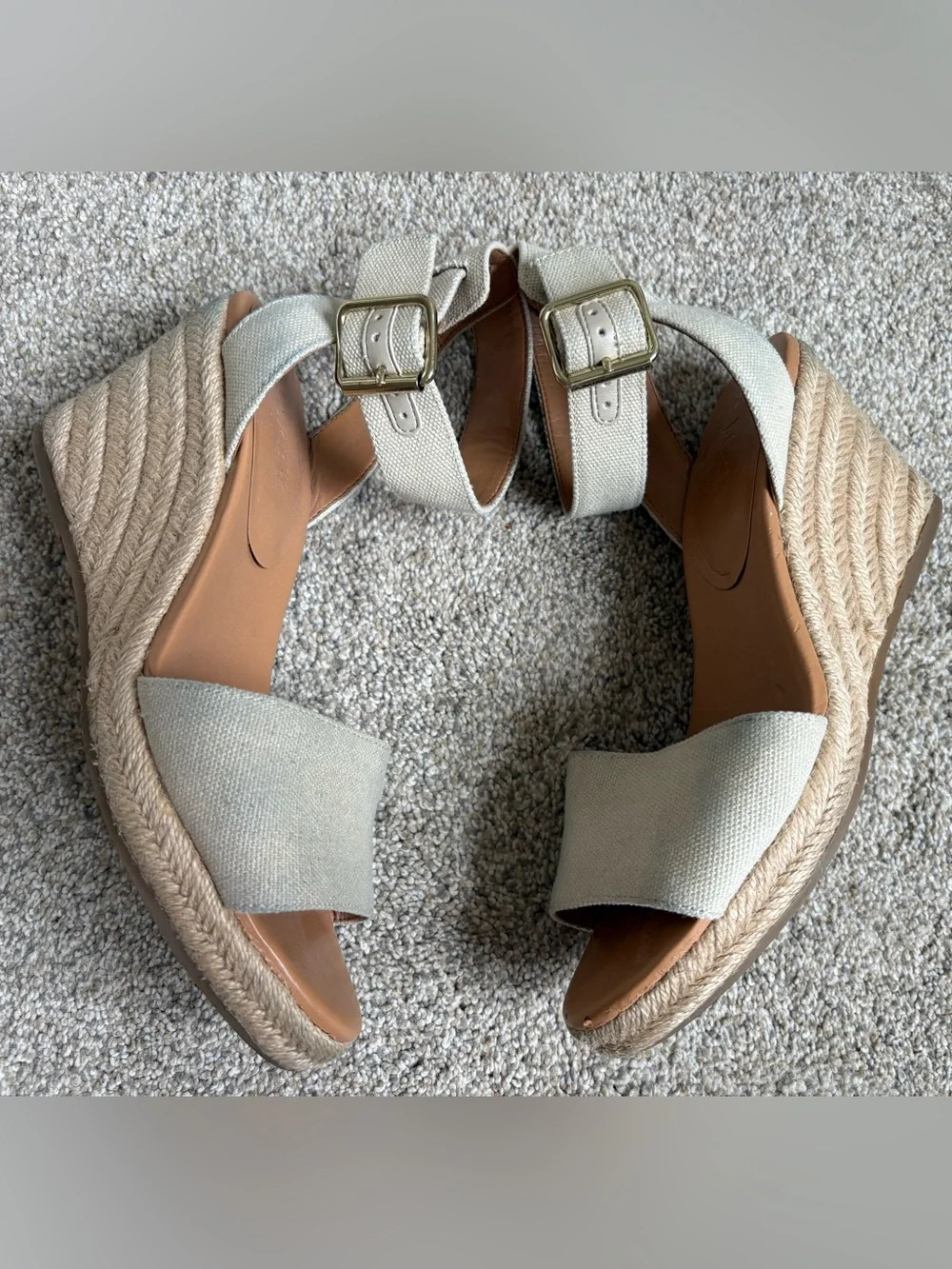 J.‎ Crew - Women’s Adjustable Ankle Strap Espadrilles Wedge - Size 6.5 - Tan